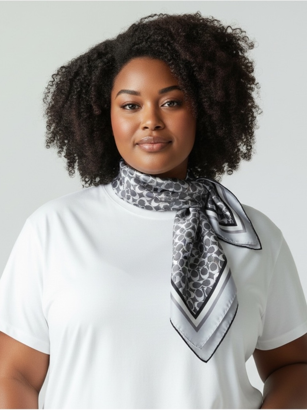 Coach Black & White Signature Logo Silk Scarf